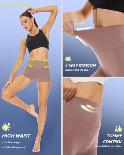 CAMPSNAIL Workout Biker Shorts Women - 3"/5"/8" High Waisted Tummy Control Spandex Booty Volleyball Shorts for Yoga Dance