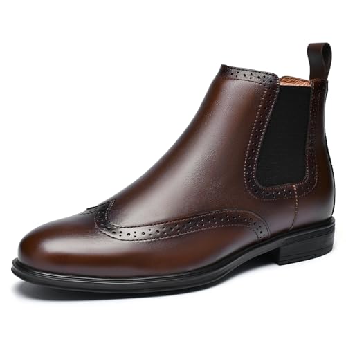 Mens Chelsea Boots,Dress Boots For Men,Slip-on Formal Dress Boots for Men Casual Ankle Boots Classic Brogue Style - Main Image