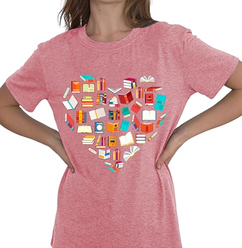 Image of Book Shirts for Women Reading T Shirts Teacher Shirt Book Lovers Tee Reading Rainbow Shirt Library Shirt