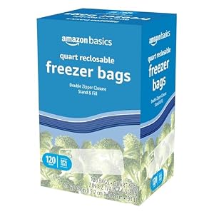 Amazon Basics Reclosable Freezer Quart Food Storage Bags with Zipper Seal, BPA Free, Stand and Fill, Airtight, 120 Count (Previously Solimo) — photo 5 of 5