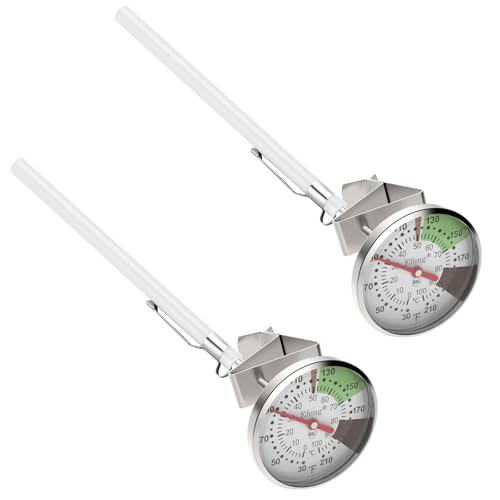 Comparison: Best Milk Frothing Thermometer 6 Instant Read Pocket Milk Frothing Thermometer with1 inch Dial 5 inch Probe Clip,Best Instant Read Food for The Coffee Drinks,Chocolate Milk Foam (2)