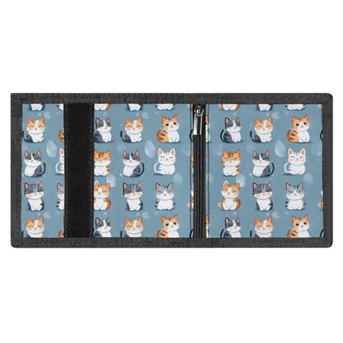 Cute Colorful Cats Print Wallet for Men, 8 Credit Card Holder Slim Minimalist Front Pocket Small Mens Bifold Wallets3