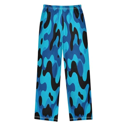 Black Blue Camouflage Pattern Lounge Pajama Pants Soft PJ Bottoms for Sleepwear Ages 6-14 Years2
