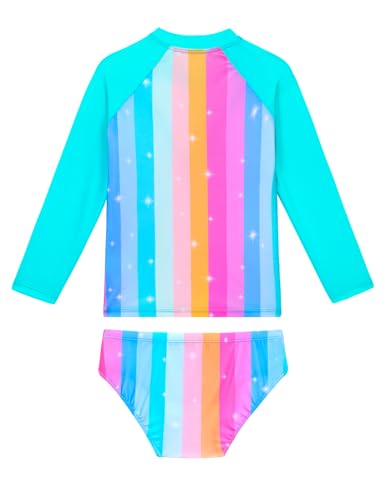 Image of Girls Swimsuit Long Sleeve Rush Guard Bathing Suit Swimwear with Bikini Bottom Sun Protection