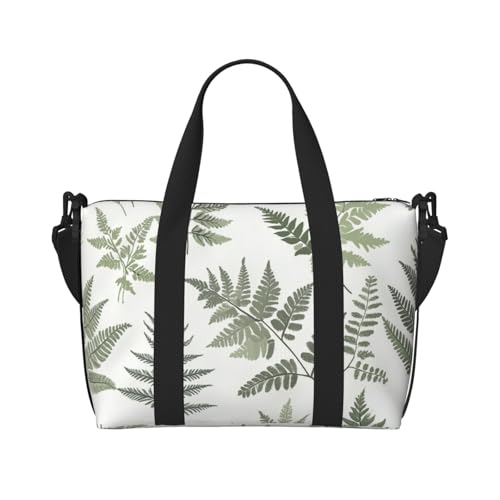 Travel Duffle Bag Ferns Leaves Pattern Weekender Overnight Bags Luggage Bag for Women Men Waterproof Sports Gym Bag Hand Bag with Shoulder Strap