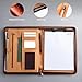 Zippered Padfolio with Hidden Handle and Clipboard, Leather Portfolio with Front Pocket, Business Padfolio Tablet/13” Laptop Organizer, Padfolio for Women/Men (Brown)