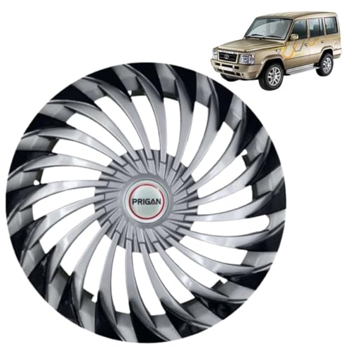 Image of PRIGAN Wheel Cover for Sumo Gold 15 Inch Silver Black Wheel Cap (Available in 15 Inch) (Set of 4 Pcs) (Press Fitting) Model- Swing DC-15