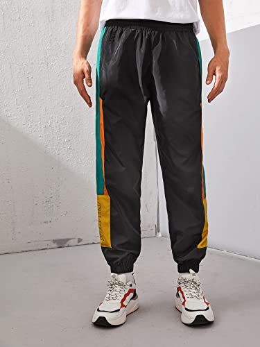 OYOANGLE Men's Colorblock Windbreaker Joggers Graphic Sweatpants Drawstring Waist Athletics Pants2