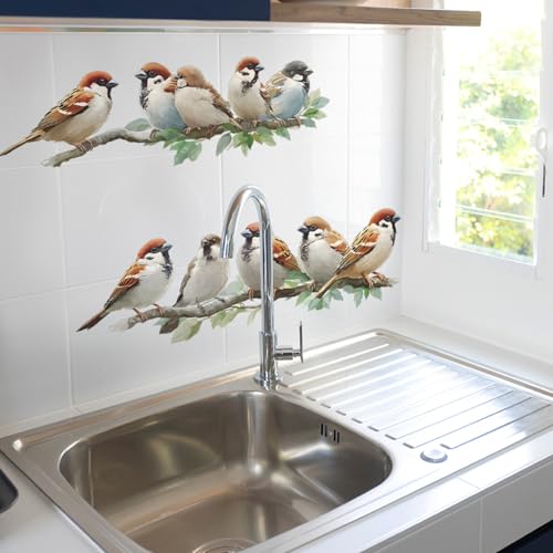 Vinilo decorativo removible de pajaritos en rama para decoración infantil miniatura 3
