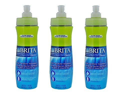Brita Sport Water Filter Bottle, 20-Ounce, Green (Pack of 3)
