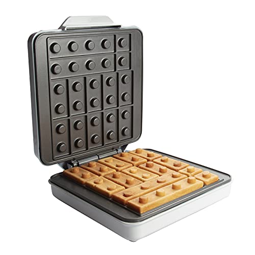 Building Brick Electric Waffle Maker With 2 Construction Eating Plates- Cook Fun, Buildable Waffles Or Pancakes In Minutes- Revolutionize Breakfast For Kids, Adults- Stack & Build On Serving Dishes #TOP4