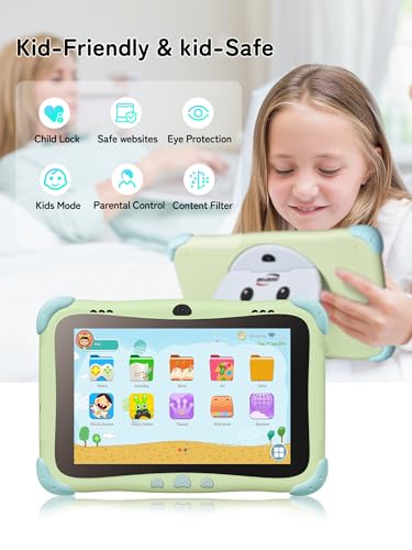 Image of Android 14 Tablet for Kids, 8 inch FHD Tablet with Quad-core, Kids Space, Parental Control, 32GB ROM, WiFi, Bluetooth 5.0, YouTube, Great Gift for Toddler 4000mAh Battery