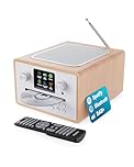 Internet Radio CD Player and DAB+ | Bluetooth, Spotify Connect, Podcasts | FM Radio, Dual Alarm, 80 Presets | Custom EQ Settings | Full Colour LED Display & Remote Control | MAJORITY Homerton (Oak)