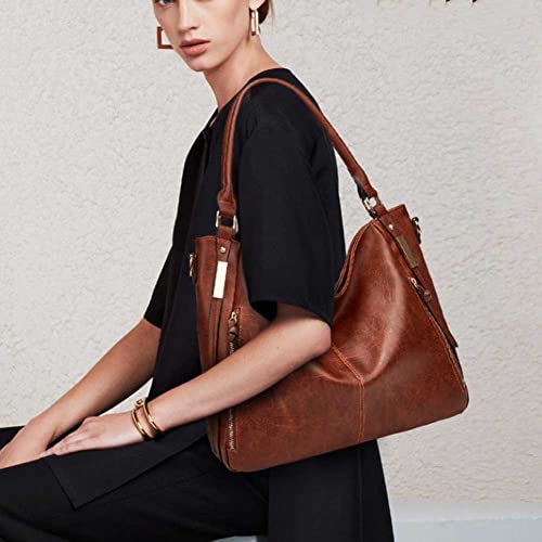 Womens Leather Crossbody Bags Multi Pocket Soft Ladies Leather Shoulder Handbag Lightweight with Adjustable Strap,Brown2