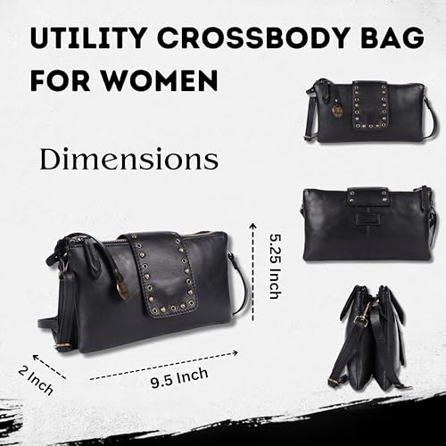 9.5 inch Genuine Italian Leather Boho Studded Crossbody Sling Bag - Stylish, Durable, & Perfect for Everyday Use for women3
