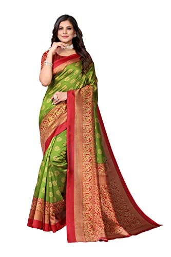 Yashika Women's Jacquard Art Silk Standard Length Saree (Minali Mehendi_R