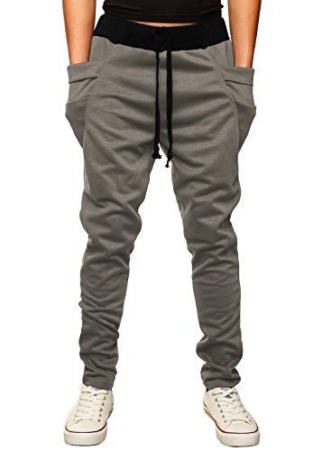 HEMOON Mens Jogging Pants Tracksuit Bottoms Training Running Trousers Iron Grey