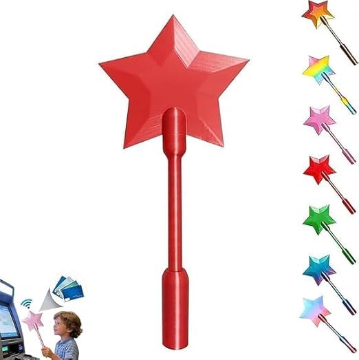 HshDUti Credit Card Wand, 3D Printed Wand Taps To Pay, Star Magic Wands Contactless Payment Card Holder, Contactless Payment Cards Holder for Kids Teens Adults Cosplay Magicians Performers (Red)