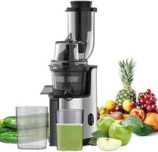 Juicer Machine, Easy to Clean Cold Press Juicer Machine, Slow Juicer Extractor, Masticating Juicer with Wide Feeding Chute and Quiet Motor, BPA-Free with Brush for Whole Fruit and Vegetable