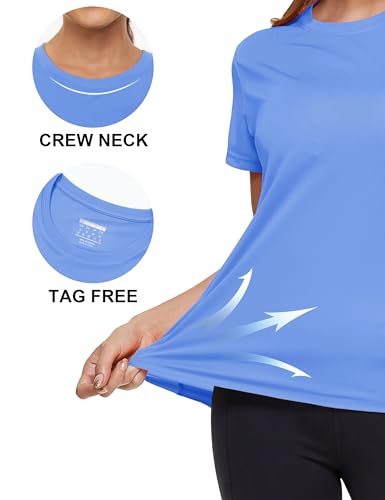 Image of MAGCOMSEN Women's Short Sleeve T-Shirts UPF 50+ Sun Protection Shirts Quick Dry Athletic Running Workout Tops Rash Guard