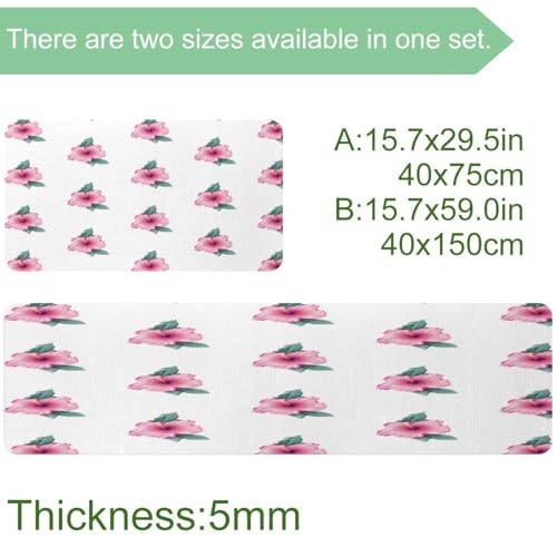 Tapis de cuisine de qualité supérieure floral rose lavable lot de 2 - 4
