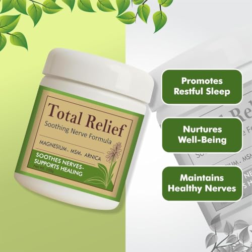 Image of Total Relief Magnesium Cream for Nerves - Fast-Absorbing MSM & Arnica Cream | Herbal Arnica & Mugwort Extract | Fast Absorbing Back, Neck, Knee & Leg Pain Relief Balm | Non-Greasy Muscle Gel 100g (Pack Of 1 -100gm)