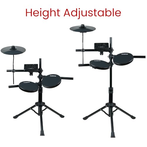 Image of Kadence MT10L Home Series 3-Piece Kids Electric Drum Kit | Mesh Pads | Built-in Songs & Metronome | USB-MIDI | Headphone Support | Black