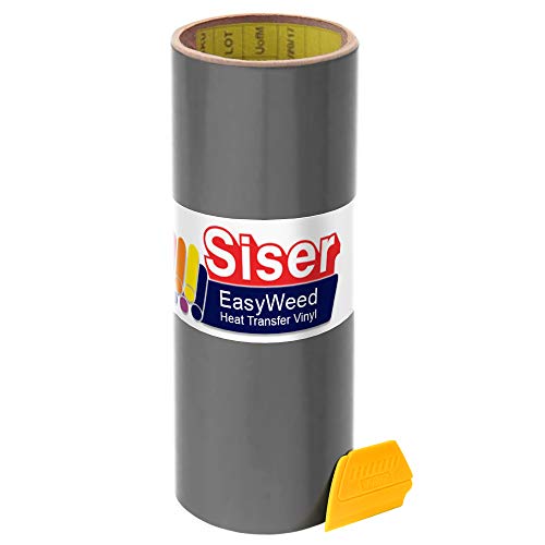 Siser 12" X 3Ft Heat-Transfer Vinyl Roll Including Hard Yellow Detailer Squeegee (Grey) #TOP9