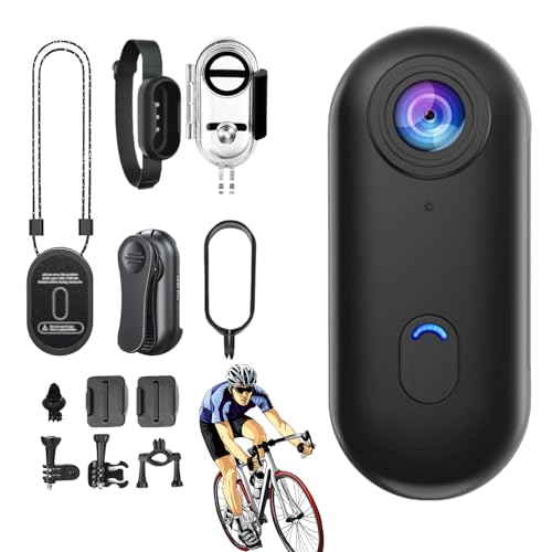 Varnock Motorcycle Camera 360 Camera for Motorcycle 4k/1080p Magnetic Hands Free Body Cameras for Cycling Diving Vlogging and Pet Recording (Black 1080P)