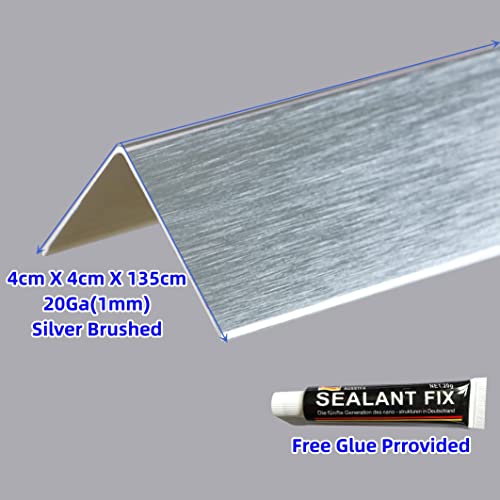 Aluminum Corner Guards Wall Trim 4 X 4 X 135Cm, 20Ga Decorative Metal Wall Corner Shield Protector, Includes Adhesive, Pack Of 2（Silver Brushed） #TOP1