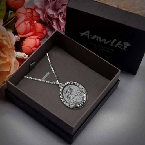 Saint Christopher Necklace St Christopher Medal Bless Safety Religion Pendant Gift for Men, Women, Family, Parent, Friend2