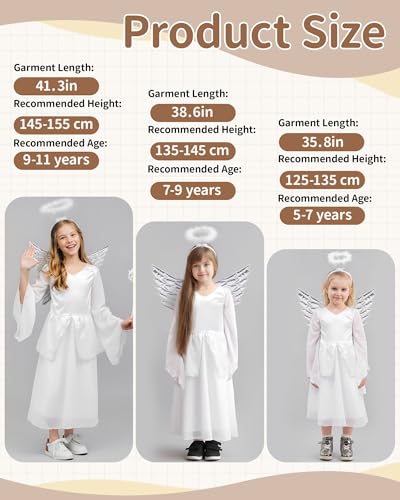 Disfraz de Ángel para Niñas 5-7 Años Blanco 4 Piezas miniatura 3