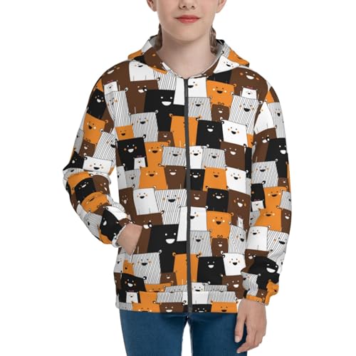 Bears in Playful Cartoon Style Kid Hoodies Boys Zip Up Sweatshirts Girls Pullover with Pocket3