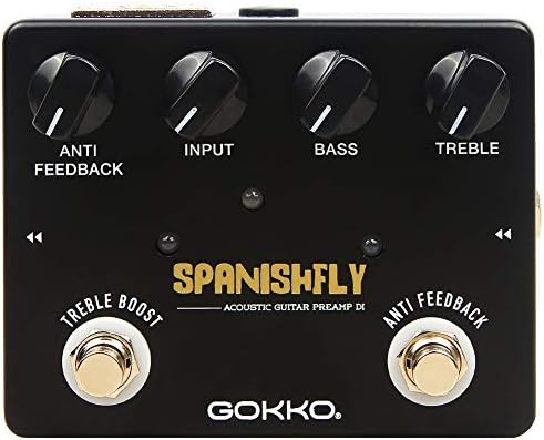 GOKKO GK-32 Spanishfly Guitar Effect Pedal, Preamplifier DI BOX for Acoustic Guitar, Treble Boost & Anti Feedback