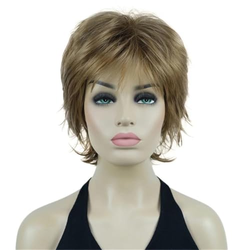 Women's Short Layered Shaggy Red Synthetic Wig 15