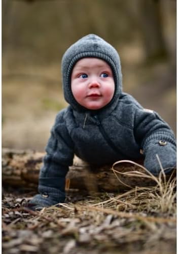 Mikk-line Wandeljas | OEKO-TEX Standard 100 | Babyjas met ritssluiting voor baby en kinderen | 95% wol - 100% mulesingvrije merinowol | Voor meisjes en jongens | Omkeerbare manchetten, 98