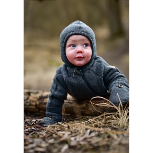 Mikk-line Wollwalk Jacke Baby & Walkjacke Kinder 104 Anthracite Melange – Wollfleece Jacke Baby & Wolljacke aus Merinowolle – Winterjacke & Übergangsjacke, Oeko-Tex & Kratzfrei