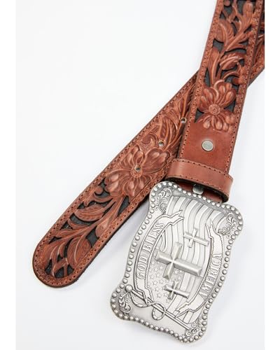 Cody James Men's God Bless America Cross Buckle Leather Belt - Cjasp22bt112
