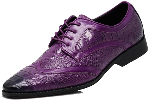 Image of ODN Men's Alligator Crocodile Print Oxfords Fashion Lace Up Dress Shoes