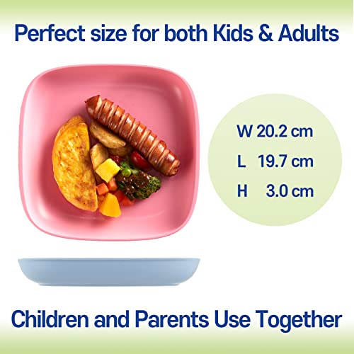 Dulce Usda Certified Sugarcane Kids Plates - Healthiest And Safest Plastic Dishes For Toddler & Baby - Bpa-Free, Unbreakable, Reusable - Microwaves & Dishwasher Safe 5Pc (7.9”) - Multi #TOP4