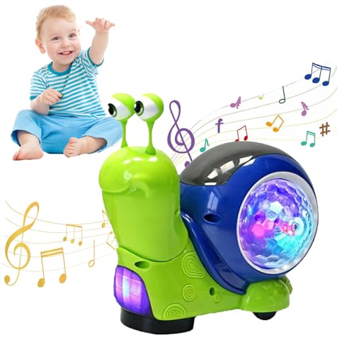 Luminous Snail, Electric Baby Toddler Snail Toy - Cute Electronic Animal Crawling, Musical Walking Dancing Moving Interactive Sensory Toy (Green)