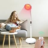 ARBGO Infrarot-Behandlungslicht, 275W Ferninfrarot-Wärmelampe mit Fernbedienung, 360°-Drehung Infrarotlampe, mit 5 Allrichtungsrollen, Temperatur und Höhenverstellbar, zur Muskel Schmerzen