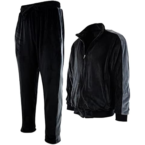 Mens Luxury Touch Velour Set with Zippered Pockets, 210-black, XXL Cover