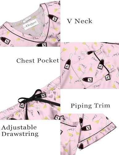 Image of Ekouaer Silk Pajama for Women Short Sleeve Satin Pj Set Two Piece Soft Sleepwear Loungewear S-XXL