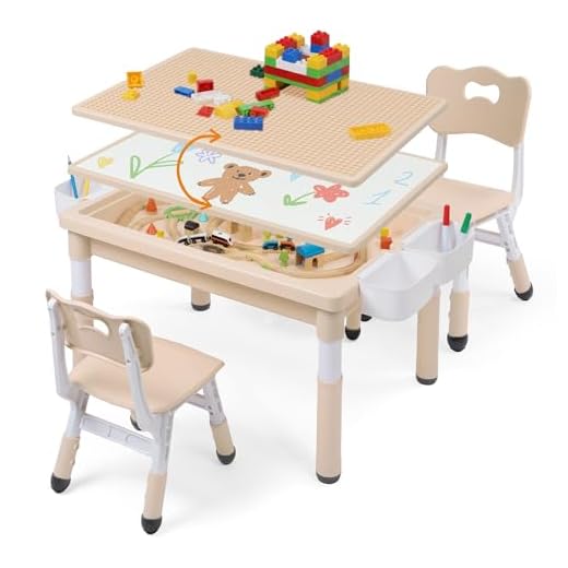 Kids Adjustable Table and Chairs Set