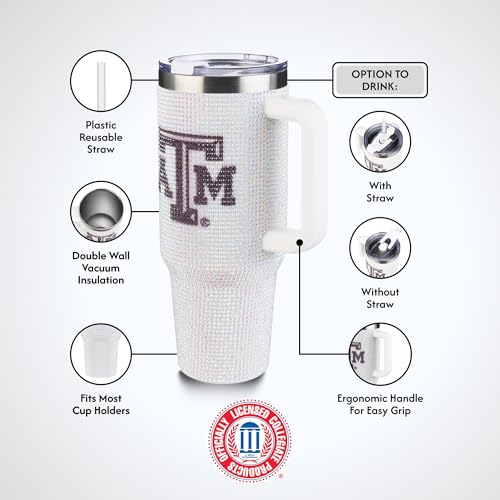 Image of The Memory Company Officially Licensed 40oz White Bling Game Day Tumbler, Texas A&M University