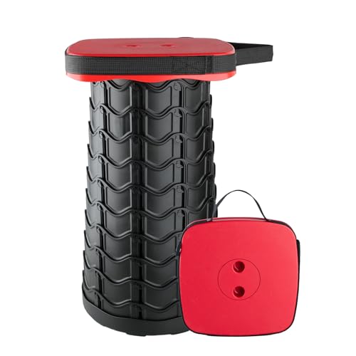 Image of Boreeman Collapsible Square Portable Stool - Lightweight Yet Sturdy With 400lbs Load Capacity, Upgraded Foldable for Camping, Fishing, Hiking, BBQ (Red)