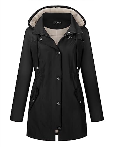 LOMON Women Waterproof Outdoor Hiking Raincoat Women Lined Rain Jacket Lightweight Hooded Jackets Trench Coats2