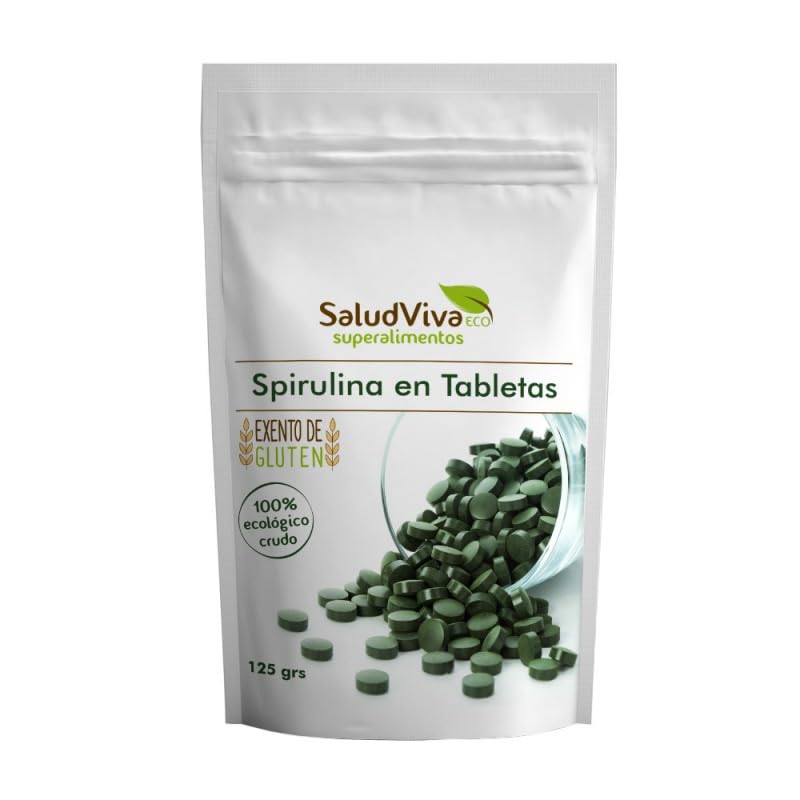 Spirulina en Tabletas Bio 125g (260 Tabletas) Salud Viva | Superalimento Verde | Fuente de Proteína y Hierro | Vegano y Ecológico