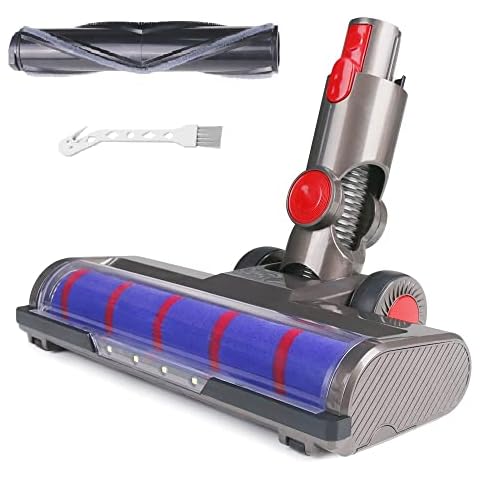 Hardwood Floor Attachment for Dyson V7 V8 V10 V11 V15 Vacuum Cleaners with Extra Replacement Soft Roller Brush Bar LED Headlights Floor Brush Attachments Cover